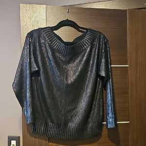 Superdown Metallic Black Crew Neck Sweater